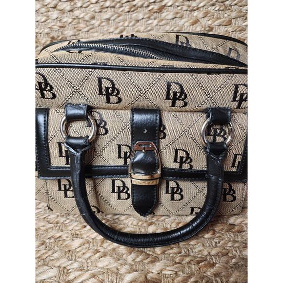 Vintage Dooney & Bourke Black Signature Fabric and Black Monogram Tote Bag Purse - Picture 2 of 13